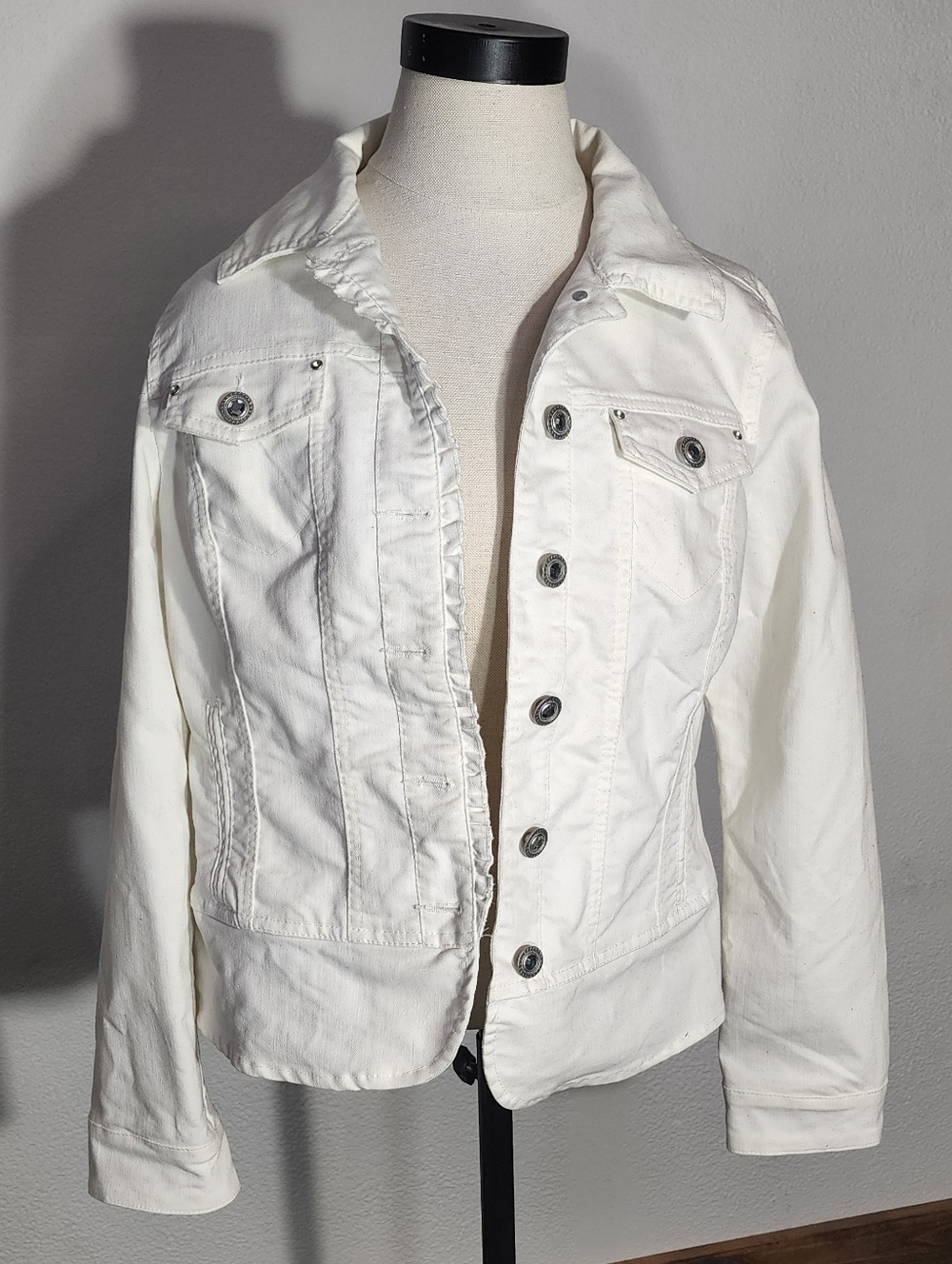 Christopher & Banks Jacket Denim Women's Button-Up Off-White Size M - Picture 4 of 14